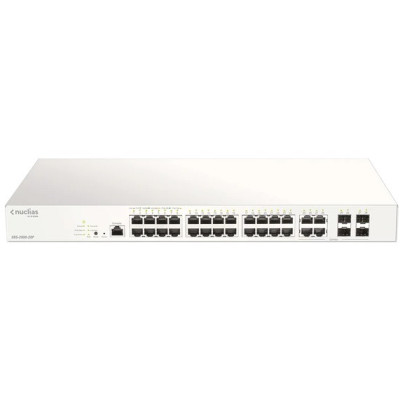D-Link DBS-2000-28P Nuclias Cloud Managed PoE Switch, 24 Gigabit Ethernet PoE ports, 4 Combo GE/SFP ports